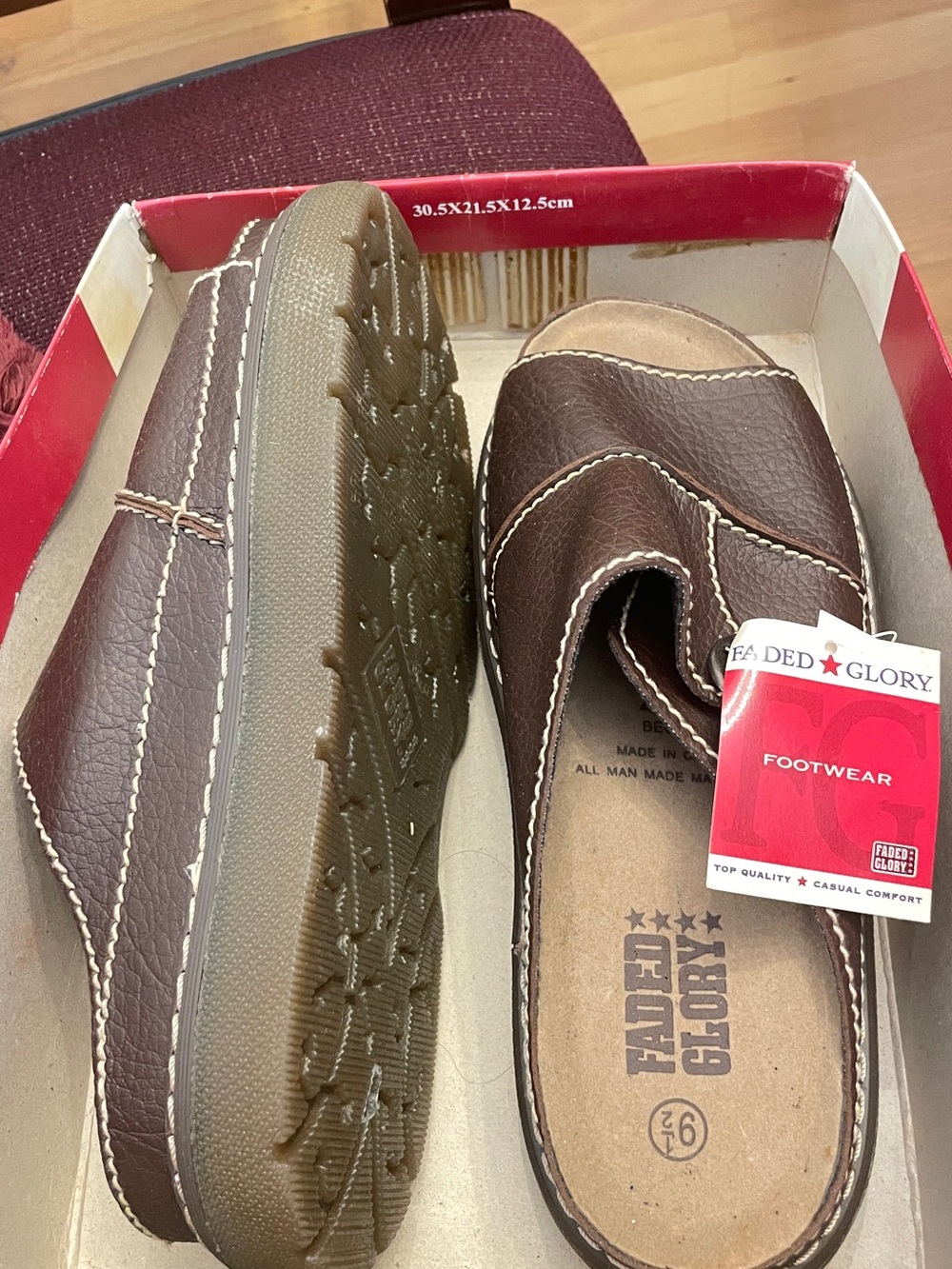 NWT Vintage Y2K Faded Glory Chunky Platform Wedge Slide Sandals Brown 9.5